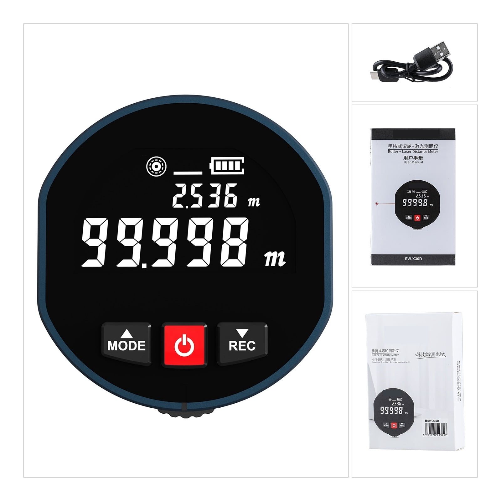 Ranfinder Roller 0-99M &Roll Dual Mode Distance Meter Tape Measure Ran Finder Home Tools ,High Accuracy Position