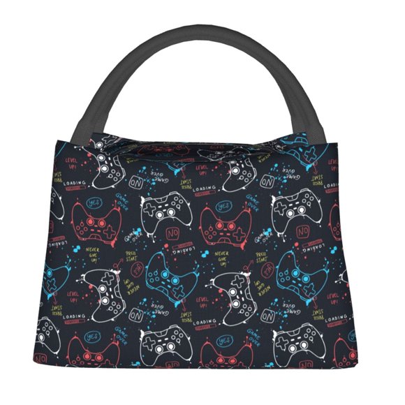 Fotbe Joystick Gamepad Bolsa Térmica Portátil con Estampado, Bolsa de Entrega de Alimentos Aislada, Bolsa Reutilizable de Gran Capacidad para Comidas y Supermercado