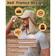 thumbnail image 3 of Sun Blocker Sun Hats for Men, Sun Cap with Neck Flap for Fishing, Safari, Cycling, Hiking, Gardening, and Backpacking, UPF50+, Khaki, 3 of 7