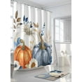 thumbnail image 3 of Fall Thanksgiving Shower Curtain, Orange White Blue Pumpkin Bathroom Decor Curtains Set with Hooks, Rustic Leaf Flower Waterproof Fabric Home Accessories， Stall 36 X 72 Inch, 3 of 6