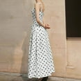 thumbnail image 6 of HAOTAGS Dresses for Women, Casual Polka Dot Waist-Cinching Sleeveless Strap Dress White S, 6 of 8