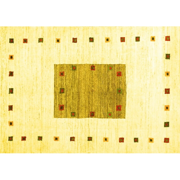 Ahgly Company Indoor Rectangle Solid Yellow Modern Area Rugs, 7' x 10'