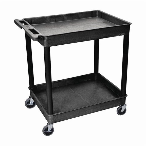 Luxor 24" x 32" Two Shelf Tub Utility Cart - Black