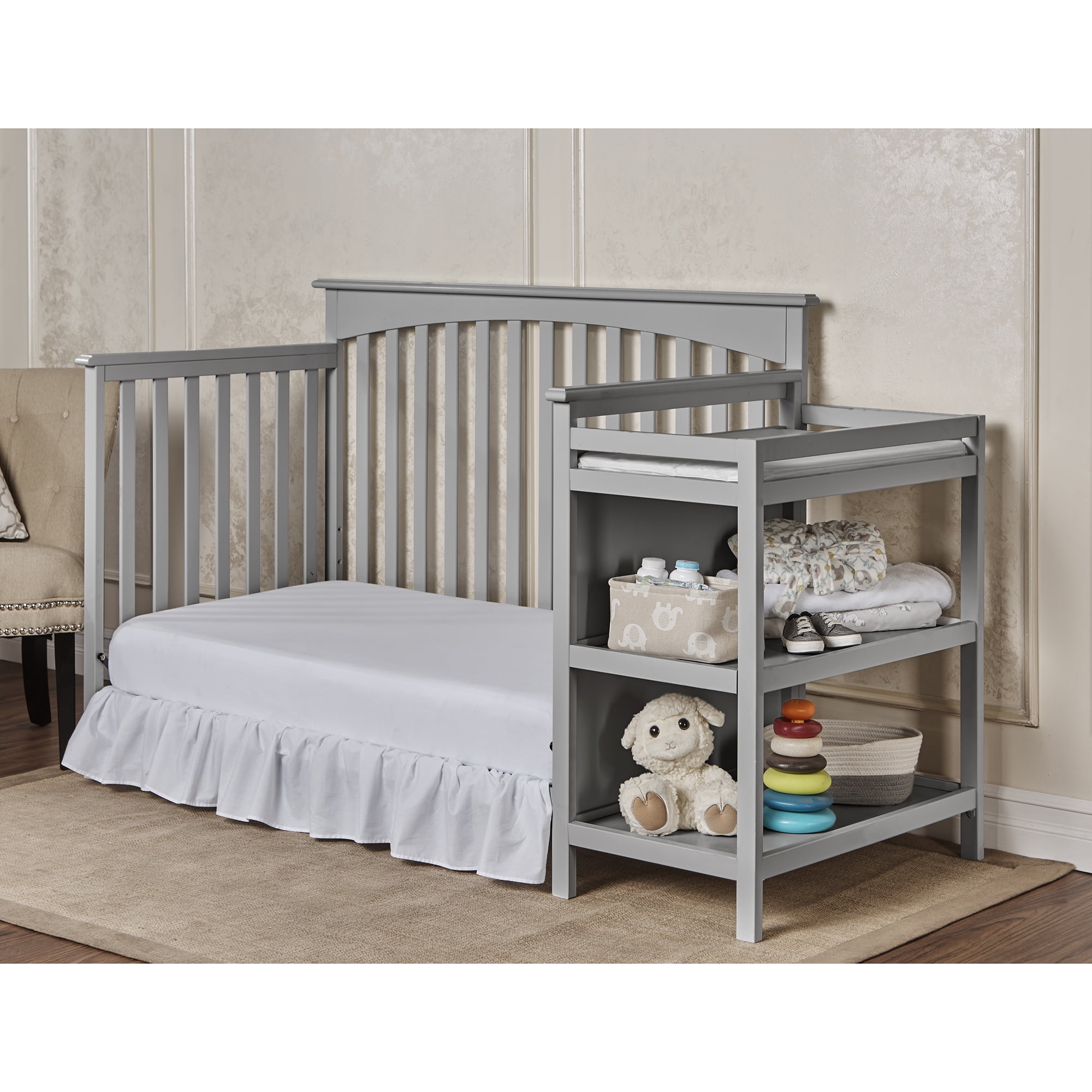Dream On Me Chloe 5 in 1 Convertible Crib and Changer Storm Grey