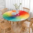 thumbnail image 3 of Colorful Tie Dye Ink Splash Pattern Round Fitted Tablecloth with Elastic Edge,Dining Table Cover Waterproof,Outdoor Round Tablecloth for Camping,Dining,Indoor and Outdoor, 3 of 7