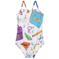 thumbnail image 6 of CCRFTGI Swimsuit for Kids Girls Size 10-12 Summer Adjustable Straps One Piece Beach Bathing Suit Swimwear Cute Books Pens Swim Vacation Girls Fashion Bathing Suits Purple 11-12 Years, 6 of 8