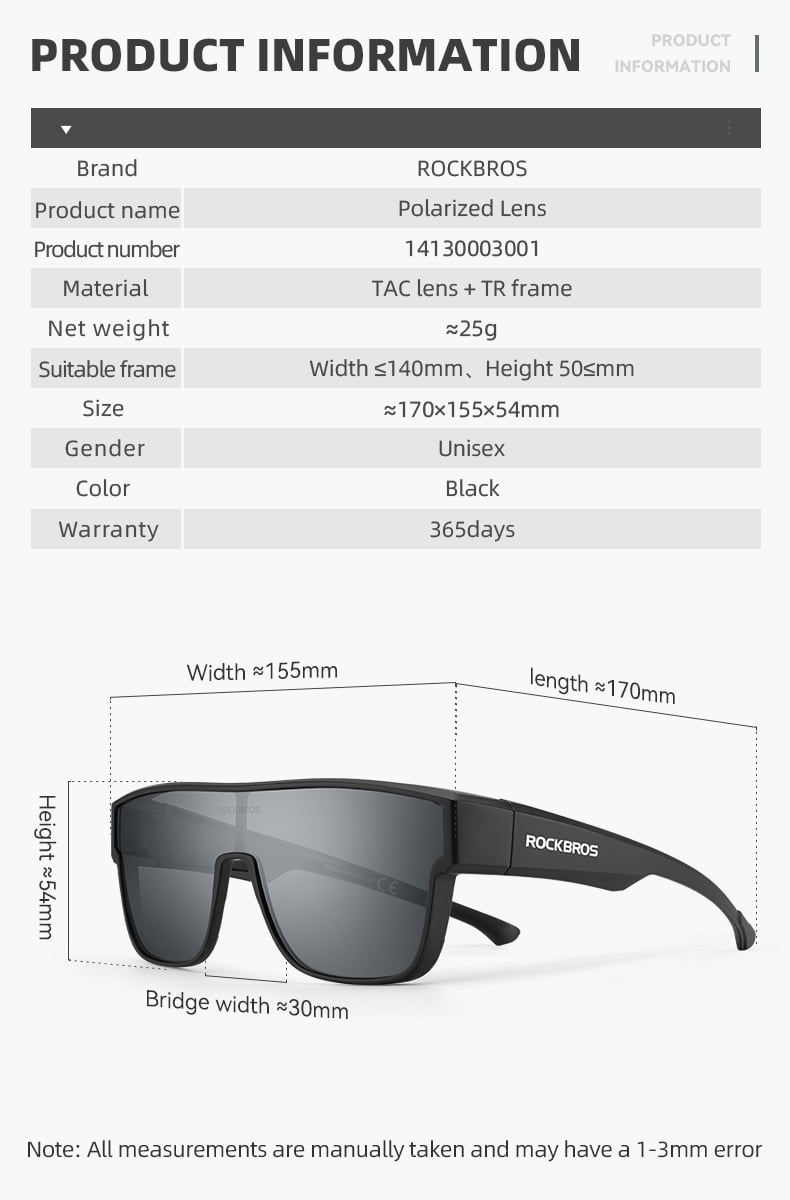 ROCKBROS Polarized Fit Over Glasses Sunglasses for Men Women,Wrap Around Sunglasses 100% UV400 Protection for Driving