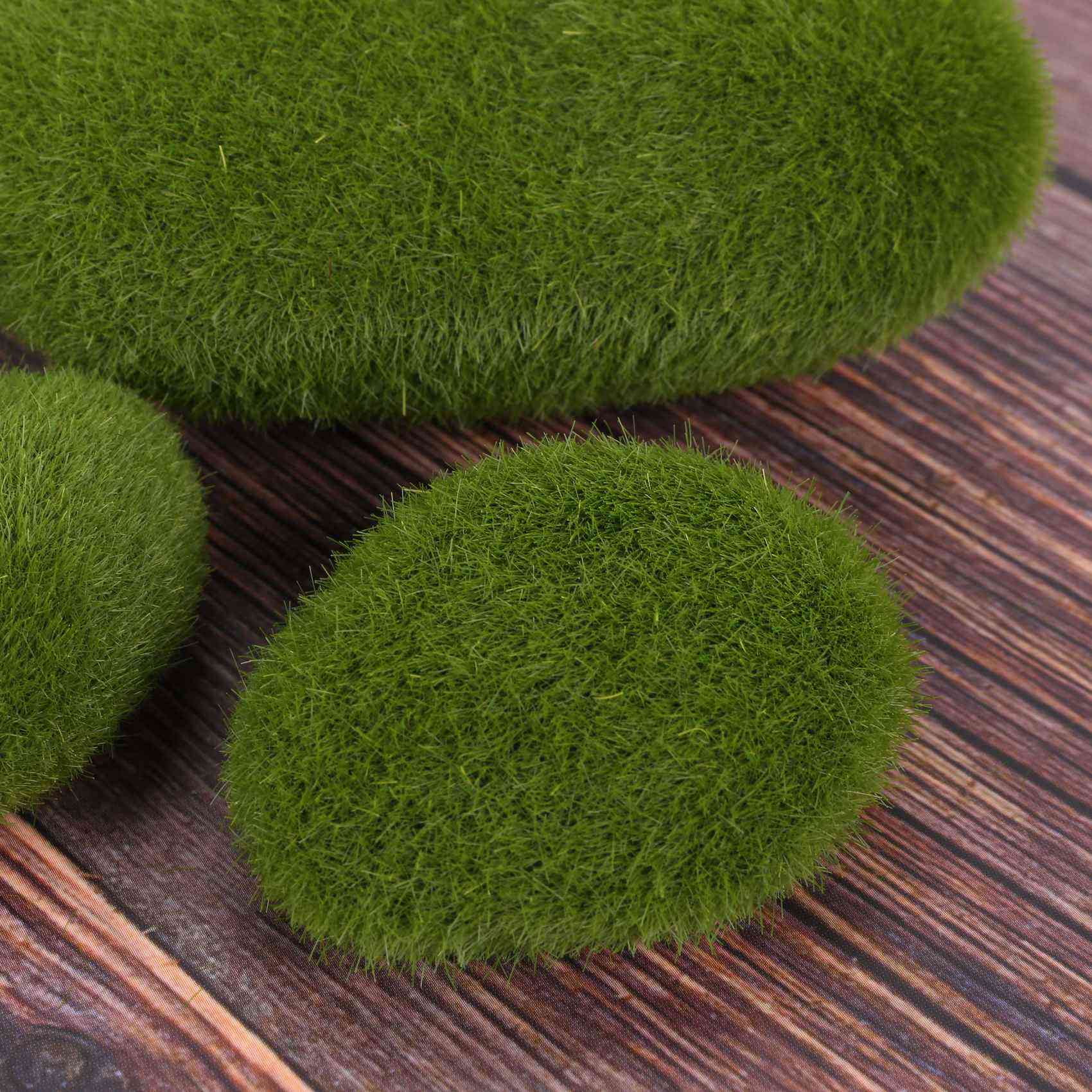 100 Pieces 2 Sizes Artificial Moss Rocks Decorative Faux Green Moss Covered Stones