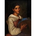 thumbnail image 2 of Wilhelm Marstrand 19x24 Gold Ornate Framed and Double Matted Museum Art Print Titled - Italian Girl with a Blue Tambourine, 2 of 4