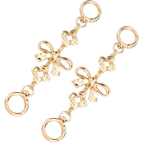 2 Pack Bow Purse Strap Extender Chains Crystal Gold Metal Bag Replacement Strap for Cross Body Handbag Shoulder Bag
