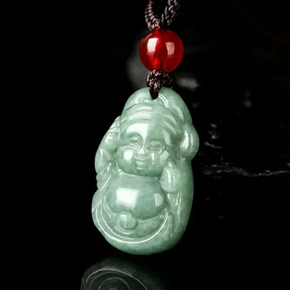 GKNET Real Grade A 100% Natural Green Jade Jadeite Men Women Wealth Of God Pendant