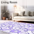 thumbnail image 2 of ODIKA 2'x3' Machine Washable Non-Slip Area Rug, Oval Throw Showcasing Interlocking Floral Vines with Light Purple Highlights High Traffic Rug, Purple, 532658, 2 of 7