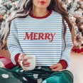thumbnail image 6 of ZUKMRJPC Christmas Sweatshirt for Women and Men Long Sleeve Fashion Striped Print Crewneck Sweatshirts Holiday Comfy Fleece Lined Tops, 6 of 7