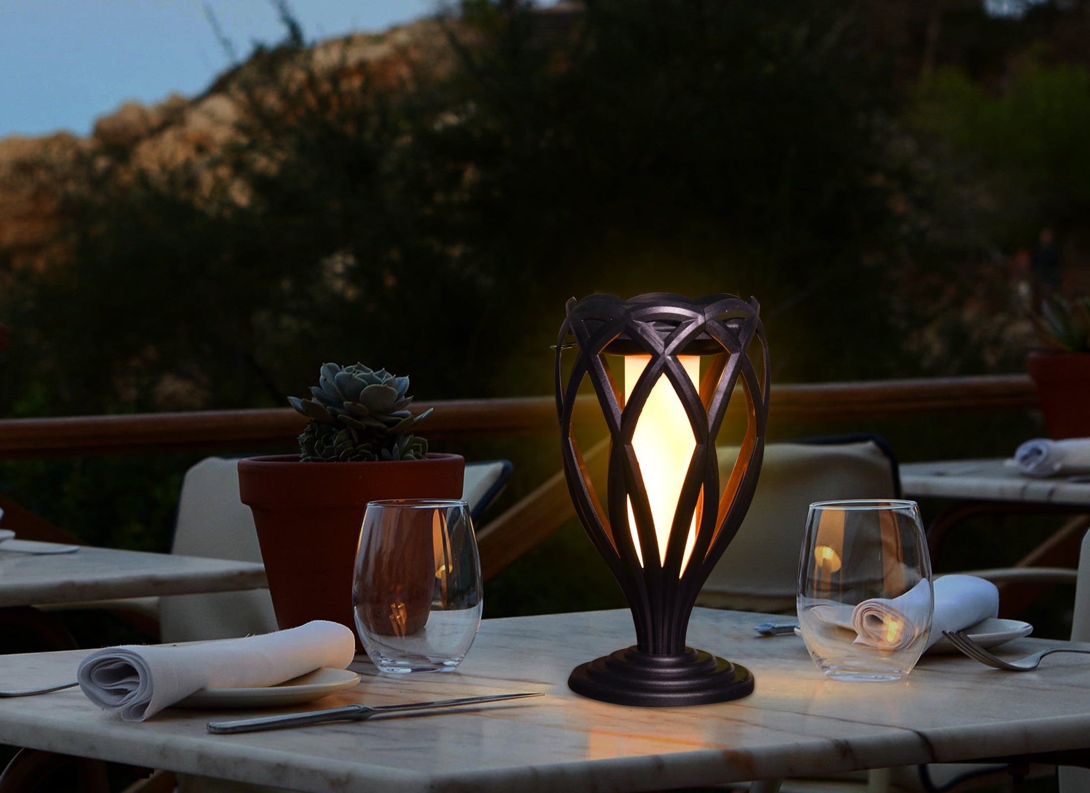 GRANDPATIO Tall Solar Torch Landscape Lights 4-Pack, Flickering Flame, Auto on/off, for Garden Patio Yard Decor, Pathway Light, LED Lighting