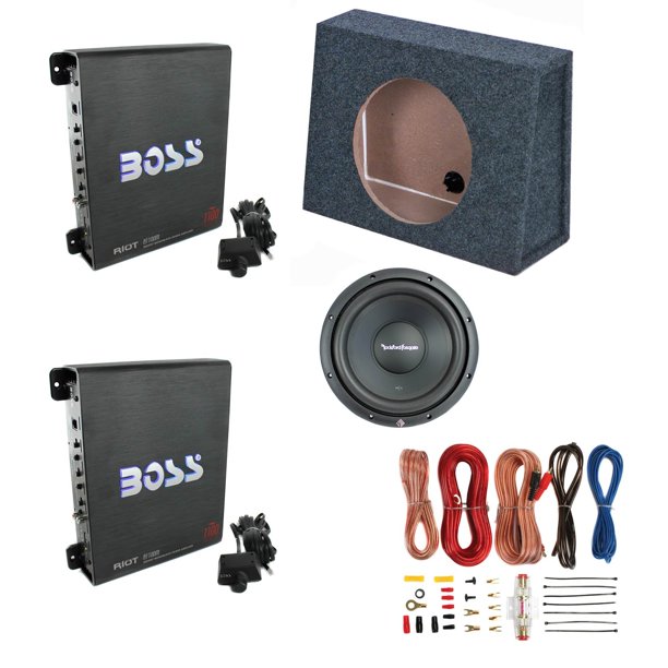 Rockford 10 Subwoofer Amp 10 Sub Box Amp 1100w Amp 2 Pack Amp 8 Gauge Wire Kit