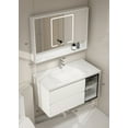 thumbnail image 2 of Bathroom Vanity with LED Mirror Cabinet & Ceramic Sink Set, 40'' Wall Mounted Vanities with Faucet, Pop-up Drain, Adjustable 3-Color Light, Dimmer, Defogger, White, 2 of 9