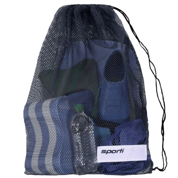 Bolsa de malla para natación Sporti, 46 x 75 cm, transpirable, de secado rápido, azul marino