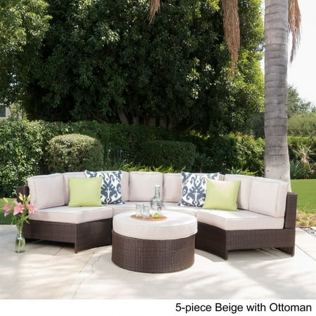 Christopher Knight Home Madras Tortuga Outdoor Wicker Sectional Set with Ottoman