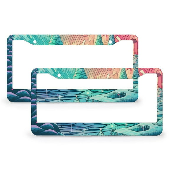 Christmas Tree License Plate Frames 2 PCS Christmas Holiday License Plate Cover License Plate Novelty License Plate Frame for US And CA 2 Hole Aluminum License Plate Frame