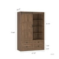 thumbnail image 6 of PAPROOS Wooden Armoire Wardrobe Closet with 4 Drawers and Hanging Rod, Clothing Storage Cabinet with Shelves, Sturdy Freestanding Modern Bedroom Clothing Armoires, Brown, 6 of 10