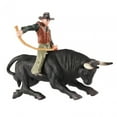 thumbnail image 2 of Modelo de granja de simulación, figura de equitación de ganado en miniatura, juego de rol de vaquero con estatuilla de toro para diseño de Diorama, ataque de CUTICAT Estatuilla de monta de toros, 2 of 8