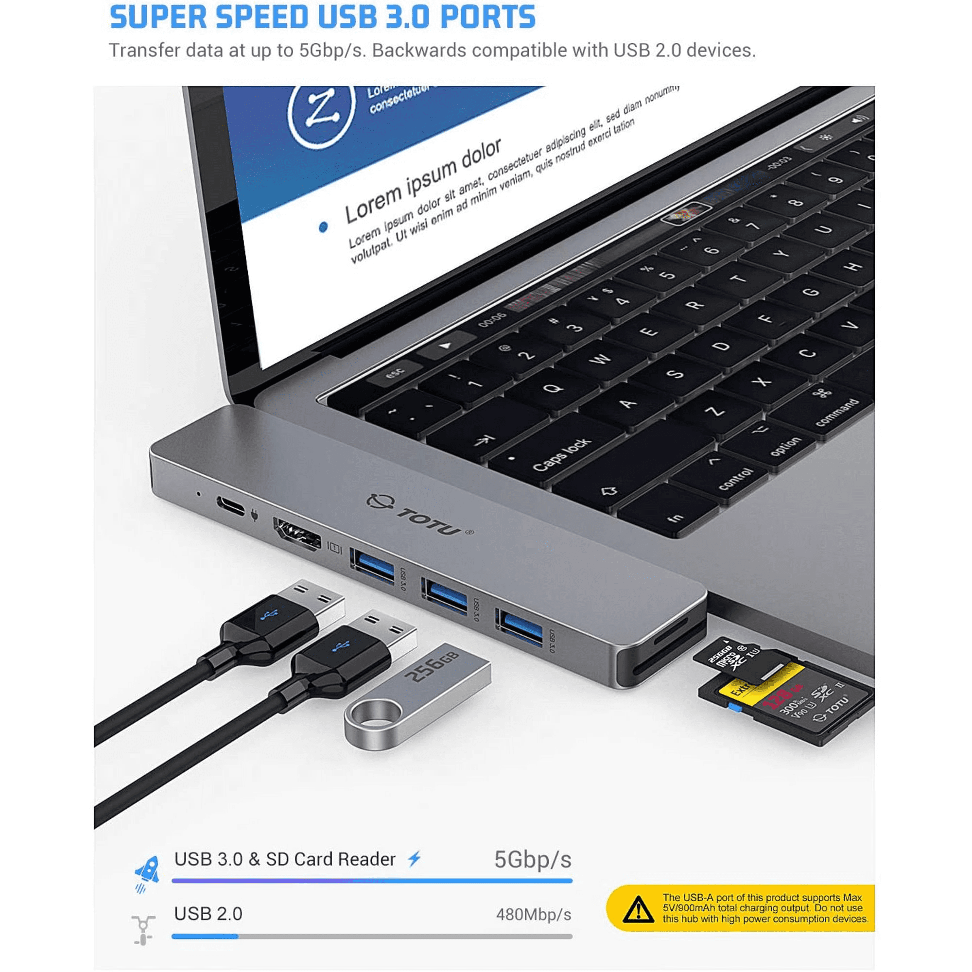 MacBook Pro Adapter, 8 in 2 USB C Hub MacBook Pro USB Adapter with Dual 4K HDMI, 100W PD, 3 USB 3.0, SD/TF Card Readers for MacBook Pro 2020/2019-2016, MacBook Air 2020-2018
