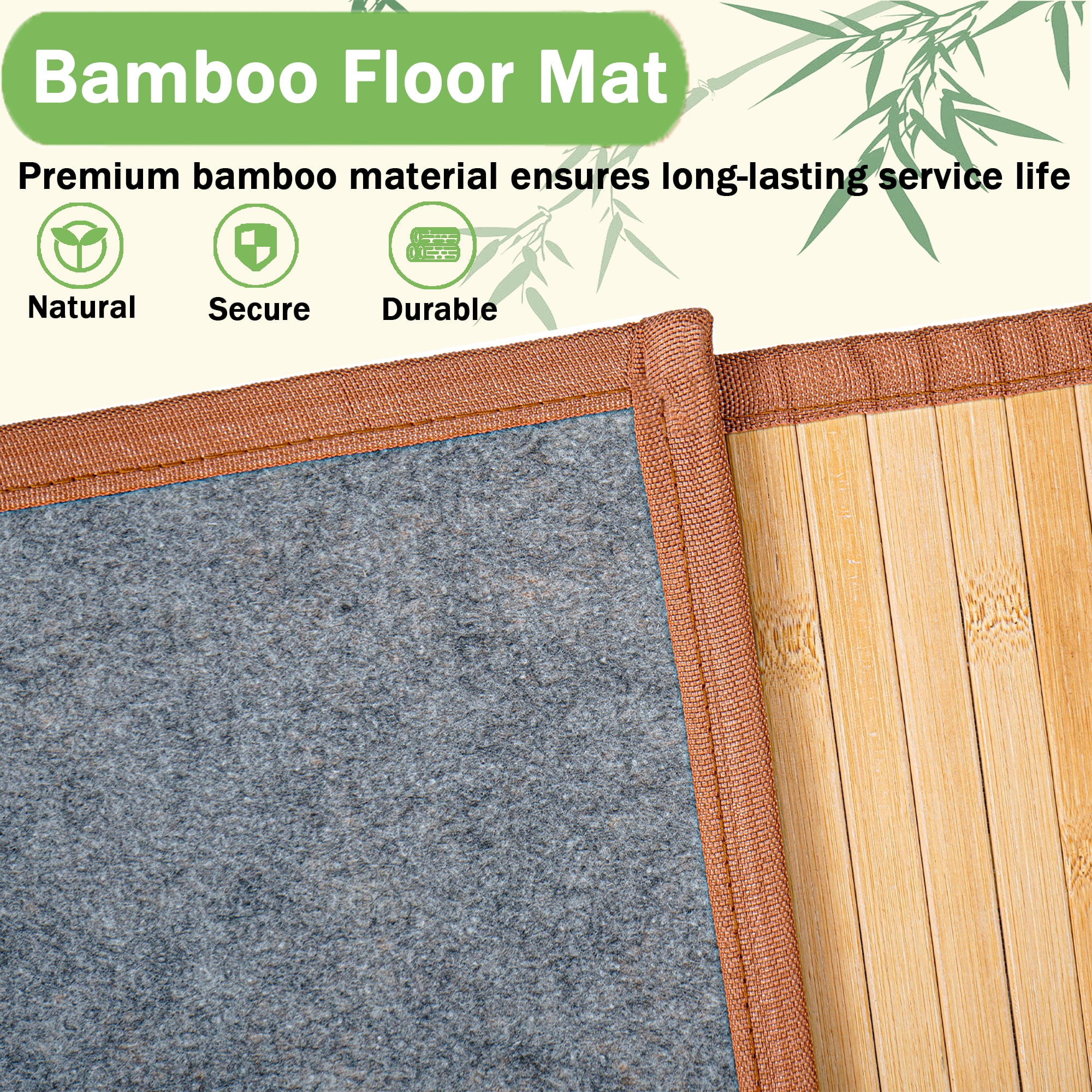 WANLISELL Natural Bamboo Area Rug, 29.5'' x 79'' Non Slip Bamboo Floor Mat, Easy Cleaning Bamboo Bathroom Mat Kitchen Floor Runner