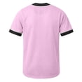 thumbnail image 7 of AHTJRT Kids Button-Up Shirts Quick-Dry Short Sleeve V-Neck Shirts Striped Colorblock Bowling Baseball Tees Spring Summer Activewear Shirt Pink 6-7 Years, 7 of 7