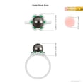 thumbnail image 5 of Angara Tahitian Cultured Pearl Floral Ring with Emeralds in 14K White Gold for Women | June Birthstone Jewelry for Her, 5 of 8