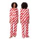 thumbnail image 3 of Conjunto de pijama navideño a rayas para mujer, cuello de solapa, manga larga, botones, pantalones con cintura elástica, pijamas de 2 piezas para estar en casa, 3 of 4
