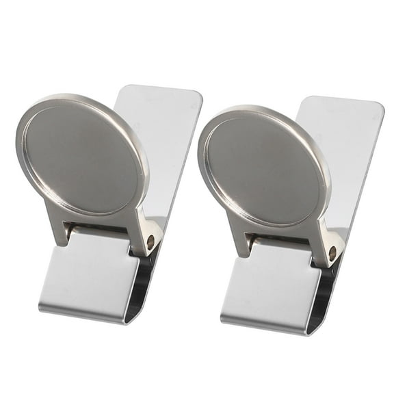 UNOMOR 2Pcs Money Storage Clip Round Silver Stainless Steel Card Holder for Wallet Accessory Office 6.00X3.00X1.00CM