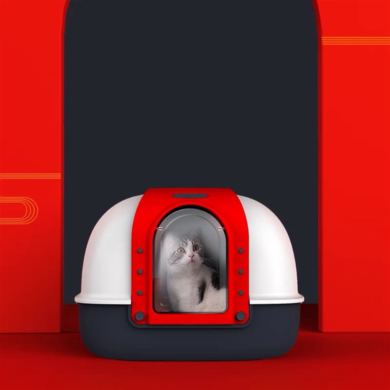 Covered Cat Litter Box for Indoor Cats, Anti-Splashing Large Enclosed Litter Box Easy Clean, and Assemble, Include Scoop and Mat