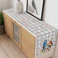 thumbnail image 4 of Birds Floral Table Runner - 36 Inch Long, Kitchen Dining Table Runner Dresser Scarves, Farmhouse Country Pink Flower Leaf Grey Plaid Farmhouse Decor for Coffee Tables Wedding Party Banquet, 4 of 8