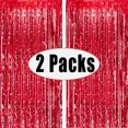 thumbnail image 2 of Red Foil Curtain Backdrop - 3x8 Feet, Pack of 2 | Metallic Red Fringe Curtain Backdrop | Red Foil Fringe Curtain | Red Streamer Backdrop for Birthday, Disco Party and Graduation Decorations, 2 of 7