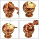 thumbnail image 5 of Cenicero a prueba de viento con tapa abatible para cigarrillos, cenicero portátil de metal para fumar tabaco, para interiores, artesanías, patrón de rosas, regalo elegante (rojo oscuro-dorad, 5 of 5
