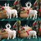 thumbnail image 1 of Elks Ornaments White Red Pink Bow Scarf Home Party Decor, White Elks Ornaments Red Pink Bow Scarf, Christmas Home Party Decoration, Festive Holiday Ornaments, Decorative Christmas Accents, Metal, 1 of 9