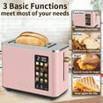 thumbnail image 5 of 2 Slice-Toaster,Touch Control LCD Screen,6 Shade Setting & Bread Selection,Removable Crumb Tray,Stainless Steel,900W,Pink, 5 of 7
