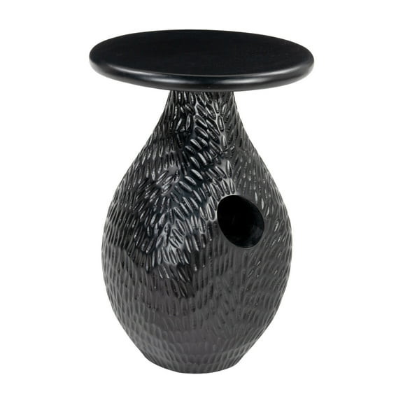 Piho Side Table Black End Table, Modern Style, Painted Mango Wood round shape tabletop, Mango Wood, Indoor Living