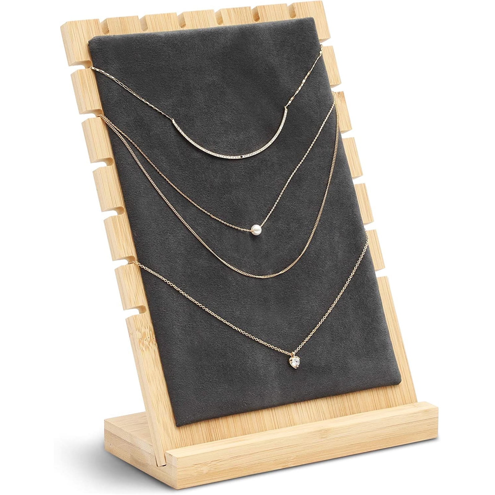 Bamboo Necklace Jewelry Tabletop Display Plate Holder for Store Retail Shop DIY 