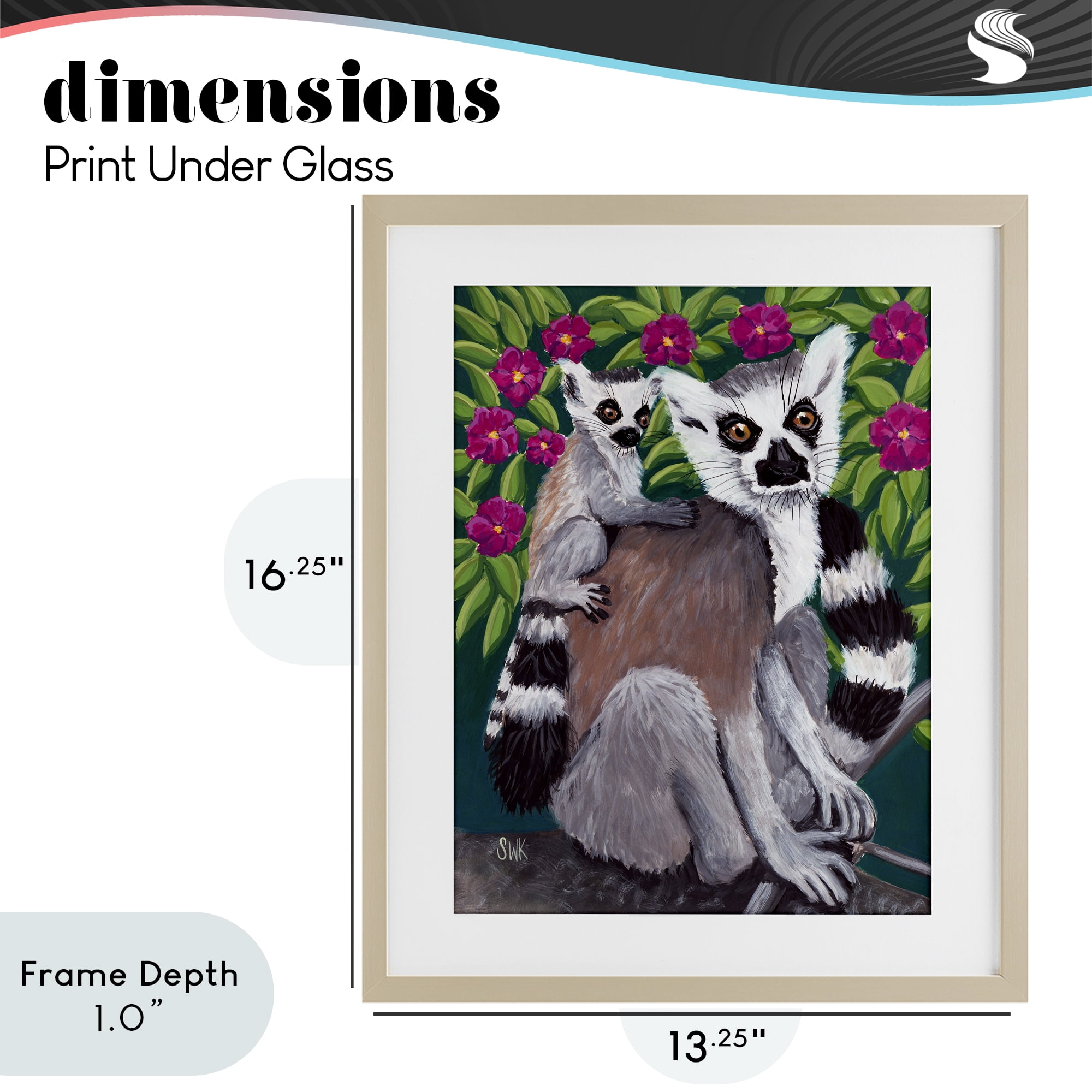 Stupell Industries Ring Tailed Lemur Mama & Baby Birch Framed Print Under Glass, design by Sarah Waldron Kimball