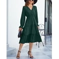 thumbnail image 4 of Women's Spring Dress, Long Sleeve Mini Tunic Casual V Neck Wedding Guest Dresses, 4 of 7