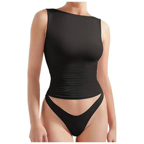 Youmylove Womens Workout Tank Tops Double Lined Going Out Basic Tank Tops Ruched Summer T Shirts Workout Casual Shirt