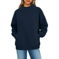 thumbnail image 2 of Womens Oversized Mock Neck Sweatshirts,Long Sleeve Pullover Plus Size Thick Tops,2025 Casual Fall Winter Outfits With Pockets Navy L, 2 of 7