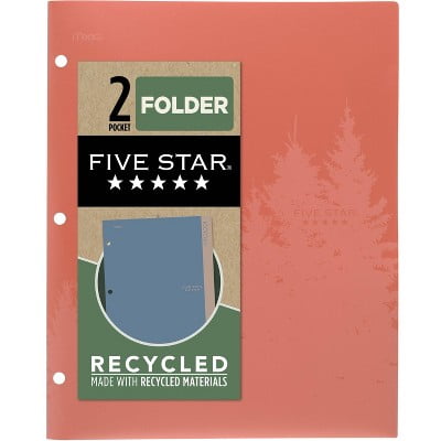 Five Star 2 Pocket Plastic Folder Recycled Polypropylene Zion Clay Pink