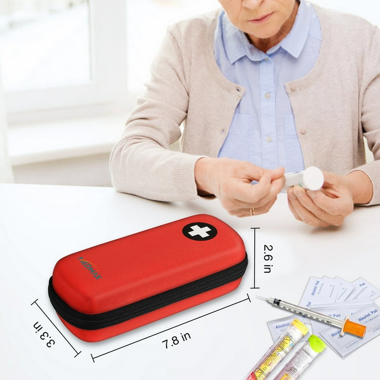 Portable Insulated EpiPen Carry Case For 1 Pen - Medical Alert, Aluminum Lining, With Carabiner (Purple)