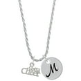 thumbnail image 1 of Delight Jewelry Silvertone Gotta Cheer Silvertone Script Initial Disc - M - Charm Necklace, 20"+3", 1 of 4