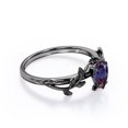 thumbnail image 4 of JeenMata Botanical Design - 1 Carat Pear Cut Lab Created Alexandrite - 4 Prong Engagement Ring - 18K Black Gold Plating over Silver, 4 of 6