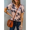 thumbnail image 4 of Chase Secret Womens Tie Dye Short Sleeve V Neck Tee Shirts Summer Casual Loose Fashion Tops Petite, 4 of 6