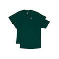 thumbnail image 1 of Hanes Mens Short Sleeve Pocket Tee Value 2-Pack, S, Deep Forest, 1 of 2