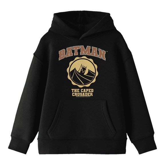 Batman Collegiate Style Logo Youth Black Graphic Hoodie-Medium